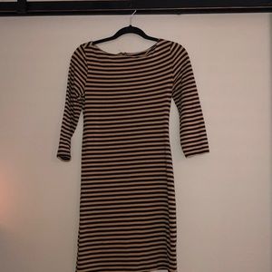 Tan & black stripped dress